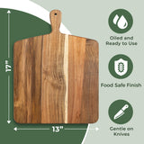 Acacia Wood Cutting Board and Chopping Board with Handle for Meat, Cheese Board, Vegetables, Bread, and Charcuterie - Decorative Wooden Serving Board Home Beets