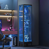 Desirable Life 5-Tier Glass Display Cabinet with 13 Color LED Lights & Lock, 63" Curio Cabinet with Glass Doors & Adjustable Shelves, Lighted Display Case for Collectibles Figures Trophy - Black Desirable Life