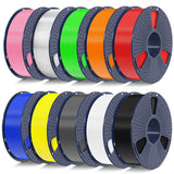 SUNLU PETG Filament 1.75mm 10KG Bundle, Individually Vacuum-Sealed, 3D Printer Filament 10kg, 1kg per Spool, 10 Pack, 10 Colors, Black+White+Grey+Blue+Red+Green+Orange+Yellow+Pink+Transparent SUNLU