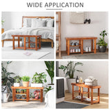 HOMCOM 3-Tier Shoe Rack Bench, Acacia Wood Shoe Organizer, Rustic Entryway Bench with Storage Shelves for Entryway, Hallway, Livingroom, Teak HOMCOM