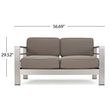 Christopher Knight Home Cape Coral Outdoor Chat Set with Fire Table, 5-Pcs Set, Khaki / Light Grey Christopher Knight Home