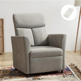 Claiks Power Recliner Chair for Adults, Adjustable Reclining Chair, Comfortable Recliner Couch with Side Pockets&Wire Remote Control, for Living Room, Home Theater, Bedroom, Linen Fabric, Light Grey Claiks