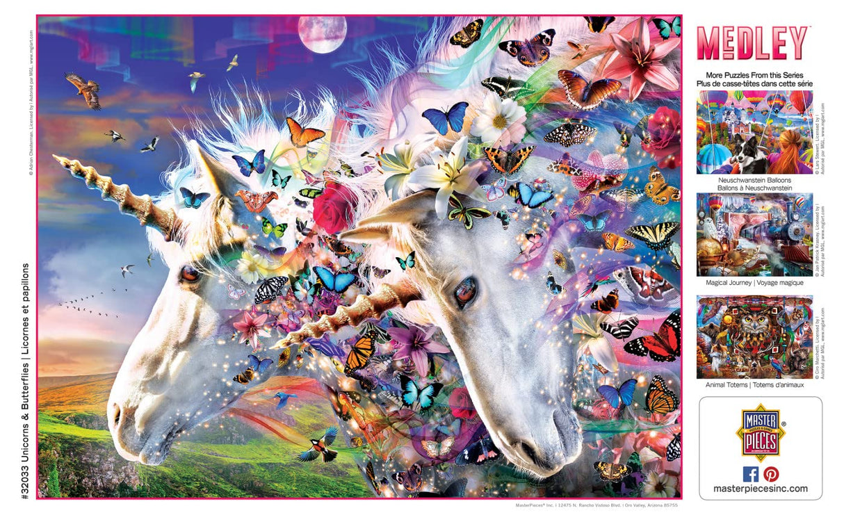 Masterpieces 300 Piece EZ Grip Jigsaw Puzzle - Unicorns & Butterflies - 18"x24" Masterpieces