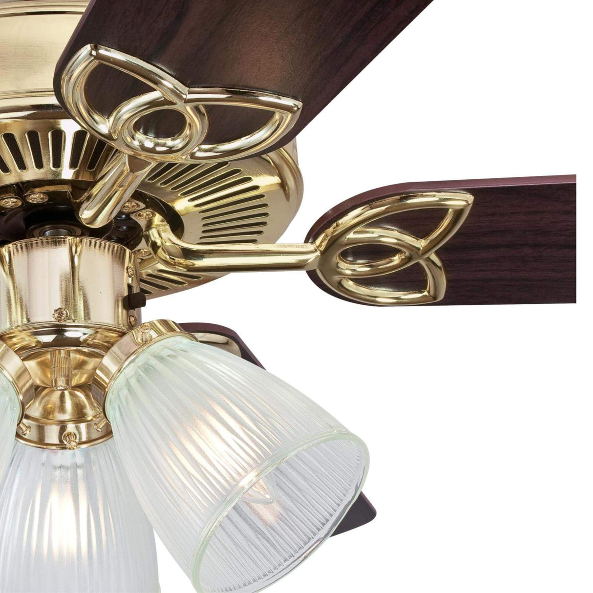 Westinghouse 7233800 Vintage Indoor Ceiling Fan with Light, 52 Inch, Polished Brass Westinghouse