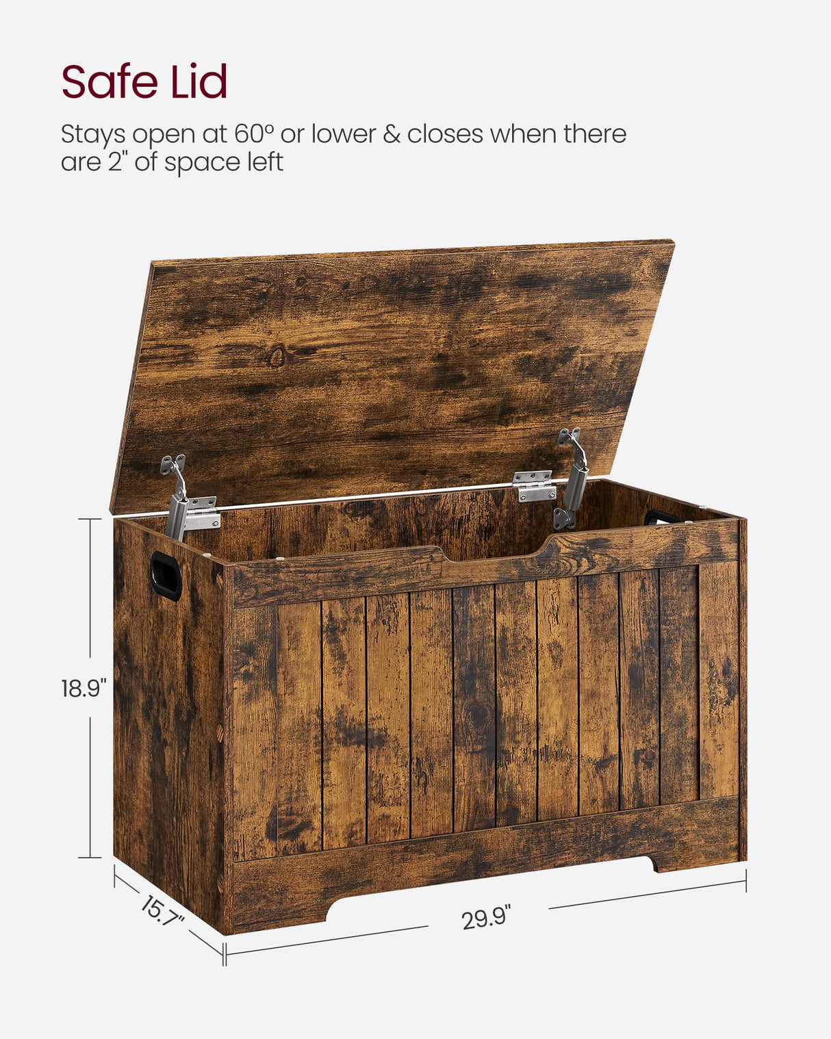 VASAGLE Storage Chest, 29.9 Inches Width Storage Bench, Entryway Bench with 2 Safety Hinges, Shoe Bench, Farmhouse Style, for Entryway, Bedroom, Living Room, Rustic Brown ULHS011T01 VASAGLE