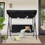 Esright Patio Swings Outdoor, 2-Seat Glider Porch Bench with Removable Cushion and Adjustable Shade, Swing Chairs for Garden, Poolside&Backyard, Black Esright