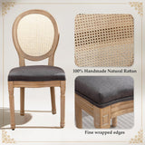 SoarFlash French Dining Chairs Set of 2, Vantage Dining Chair with Round Back, Wood Leg Farmhouse Country Rattan Dining Chair for Kitchen,Bedroom,Deep Grey SoarFlash