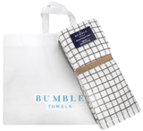 Kitchen Towels 16"x 28" | Dish Towels | Kitchen Hand Towels | Large Dishcloths Set | Highly Absorbent Tea Towel, Soft with Hanging Loop | Natural Ring Spun Cotton, 380 GSM | Gray Check Design - 6 Pack Bumble Towels