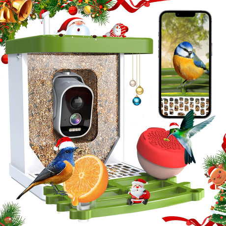Smart Bird Feeder with Camera,2.5K HD Bird Watching Camera with AI Identify,Auto Capture Bird Videos & Detection,Solar Powered Wireless Birdhouse Camera for Outdoors,Ideal Gift for Bird Lovers VXTUYO