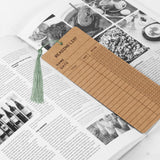 50 Pieces Reading List Bookmark with Tassels, 3 x 8 Inch Personal Libraries Cards 50 Pieces Tassels,Tracker Bookmarks Bookshelf Design Library Card Bookmark Reading Log Bookmark (Brown) KaloTidy