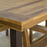 Christopher Knight Home Della Acacia Wood Dining Table, Teak Finish With Rustic Metal Christopher Knight Home