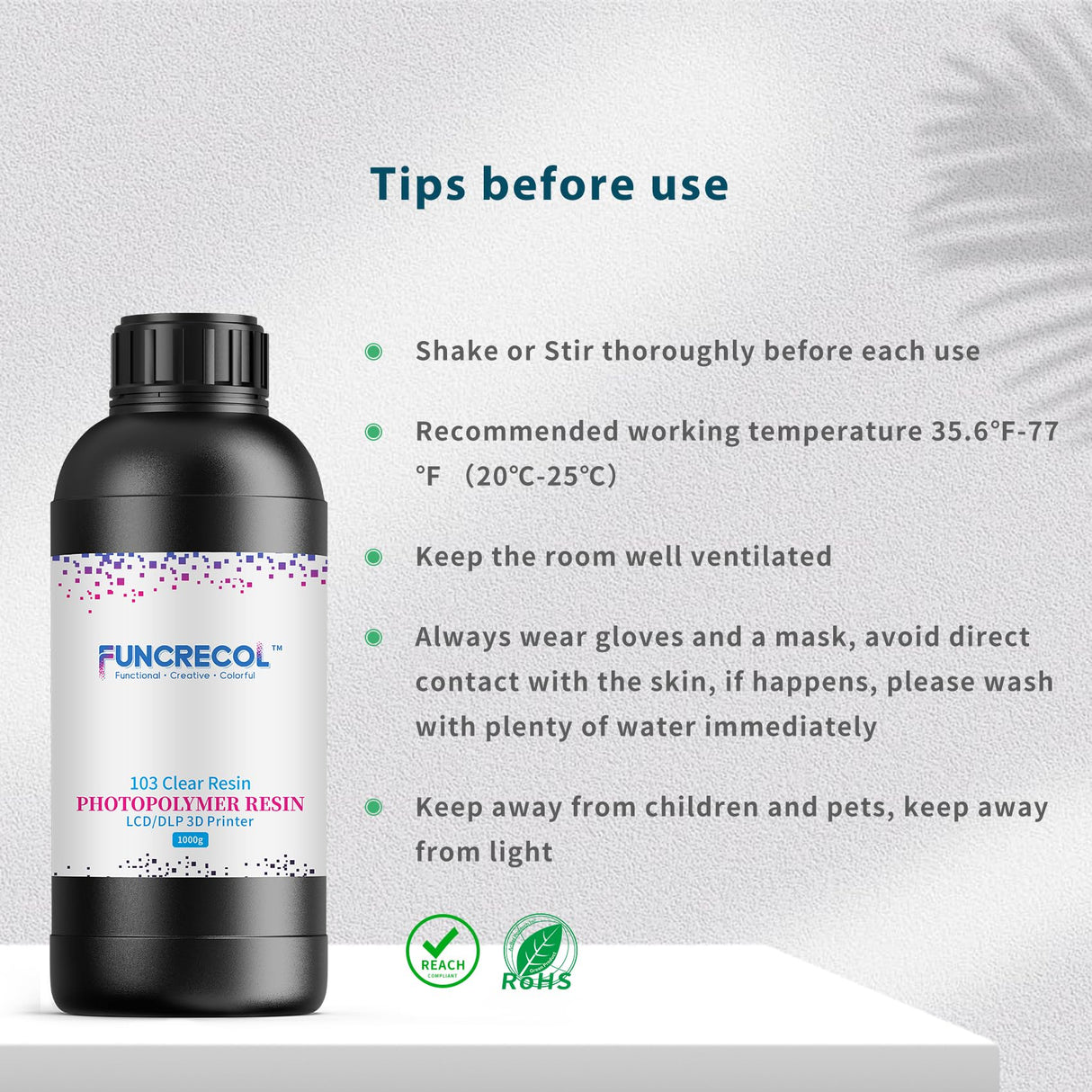 FUNCRECOL 3D Printer Resin Clear, High Transparent Fast UV-Curing 405nm 3D Resin for LCD/DLP/MSLA Resin 3D Printer, Low Odor High Precision 3D Printing Resin Clear Blue 1000G FUNCRECOL