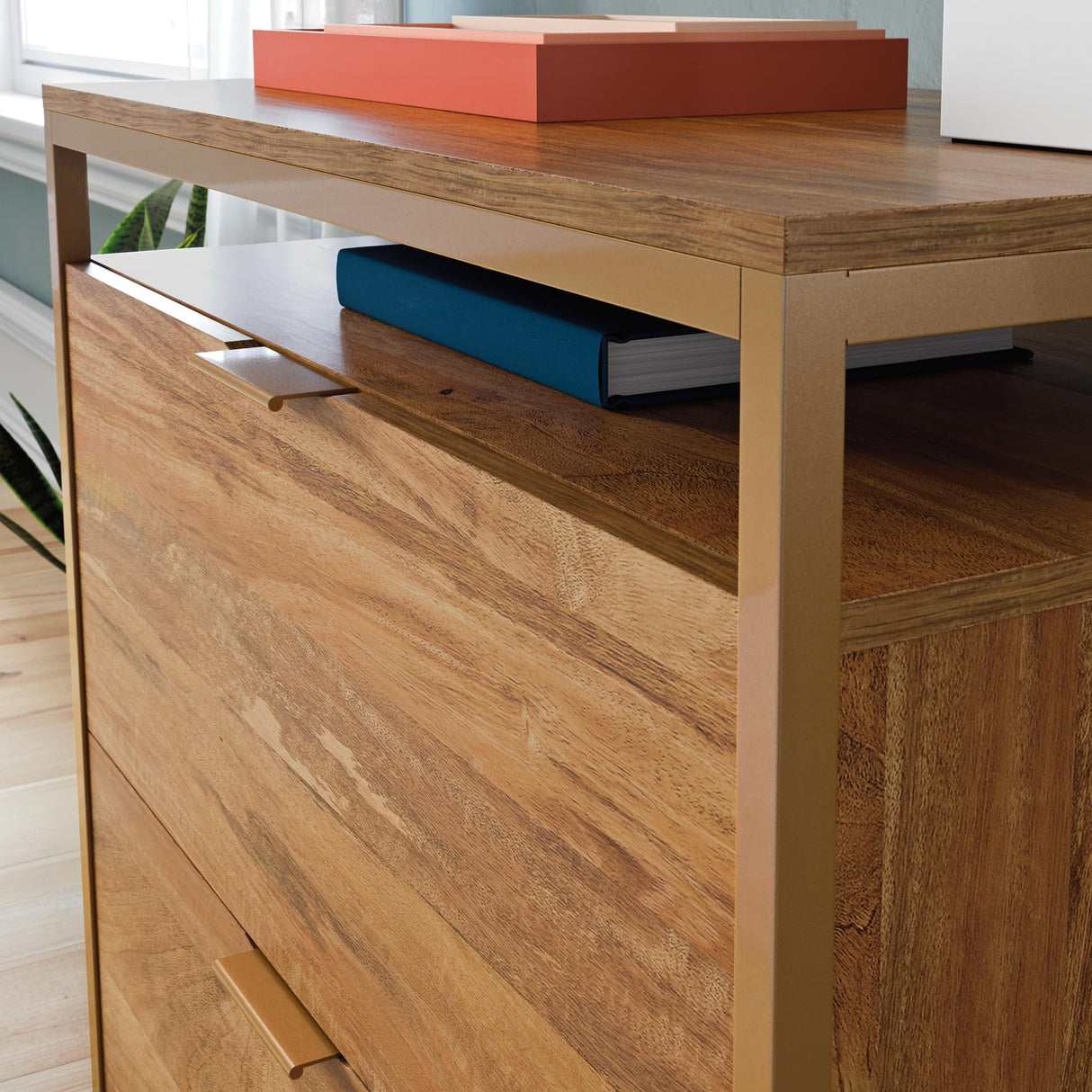 Sauder International Lux Lateral File, L: 30.32" x W: 16.54" x H: 29.72", Sindoori Mango Finish Sauder