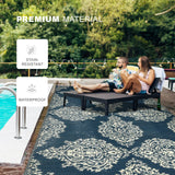 wikiwiki Outdoor Rug, 5x8ft Waterproof Reversible Mat Indoor Outdoor Rugs Carpet, Small Area Rug Plastic Straw Rug for Patio Deck Balcony Pool RV Camping Beach Picnic, Blue & Beige, Rugscape Series wikiwiki