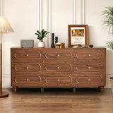 ORRD 9 Drawer Fluted Dresser for Bedroom, Mid Century Modern Chest of Drawers, Wood Storage Small Dresser Organizer for Bedroom Living Room Hallway Closet, Walnut ORRD