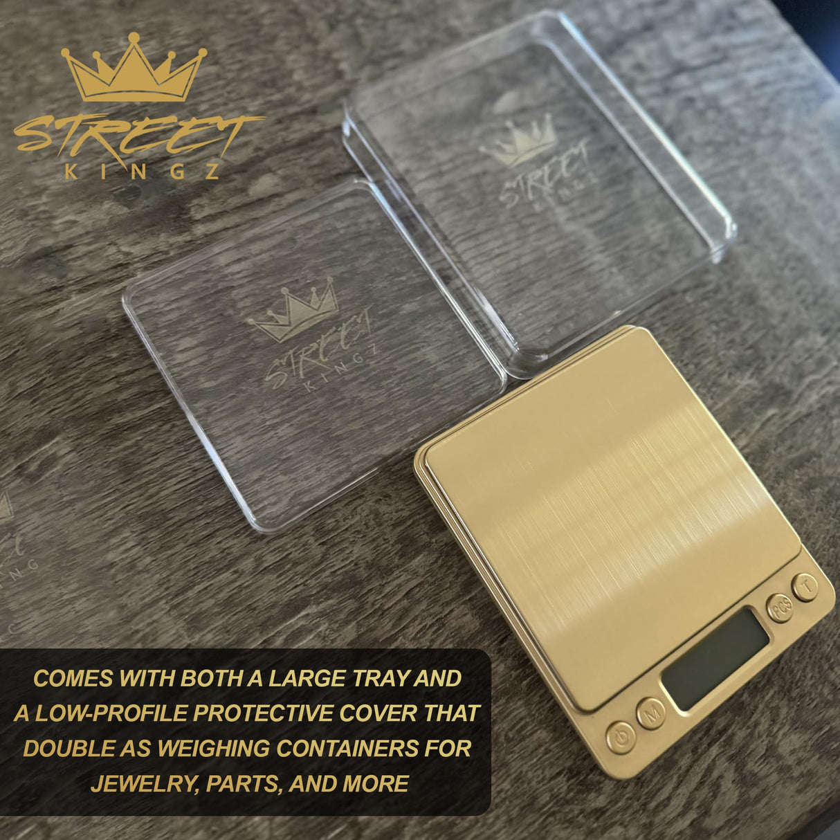 Street Kingz Gold Digital Jewelry Scale - High Precision 1000g Capacity Portable Food Scale with Multi- Unit Conversion & Piece Counting - Mini Scale Includes 2 Weighing Bowls Street Kingz