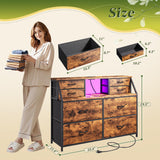 Romorgniz Dresser for Bedroom with Charging Station and LED, Sturdy Chest of Drawers with 8 Drawers and Two Open Shelves for Storage,Bedroom, Living Room,Hallway (Rustic Brown) Romorgniz