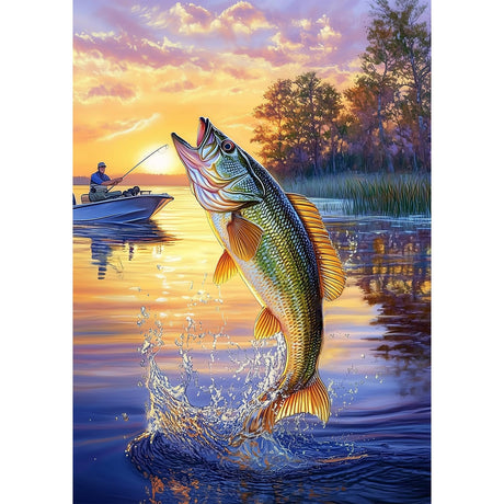 CEOVR Fishing Diamond Art Kits for Adults, Diamond Painting Dots DIY Gem Art, Adult Crafts Kits Wall Decor for Home Office 12x16in CEOVR