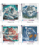 Axquilon 4 Pack Diamond Art Kits for Adults - Wolf Diamond Painting Kits for Adults, 5D Round Full Drill Gem Art, Paint by Diamonds Pictures DIY Crafts Kits 14x14 inch Axquilon