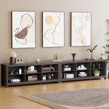 BVIUNTWO TV Stand for 110 Inch TV, Black Entertainment Center for 90+ inch TV Console Table with 12 Cubby Storage, Classic Television Stands for Living Room,Bedroom BVIUNTWO