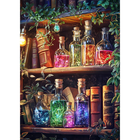 MEIYUDA Book Diamond Painting Kits for Adults, 5D DIY Magic Book Diamond Art Kits, Bookshelf Diamond Art Crystal Picture Round Full Drill Gem Art for Home Wall Decor 12x16in MEIYUDA