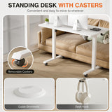 Furmax Electric Standing Desk, 47 x 24 Inches Height Adjustable Desk with Removable Casters, Home Office Computer Desk (White) Furmax