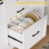 DWVO Farmhouse Buffet Cabinet with Storage, 47" Sideboard with Drawers, Large Kitchen Storage Cabinet Coffee Bar Cabinets for Living Room, Antique White DWVO