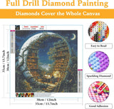 DAZZLEDOTS Diamond Art Kits for Adults, Book Forest Diamond Painting 5D Magic Moon Library Diamond Art Kits for Beginners DIY Full Drill Paint by Diamonds Dot Gem Art for Home Wall Decor 13.8x13.8inch DAZZLEDOTS