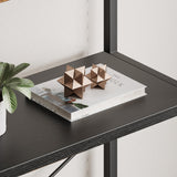 5-Tier IDEALHOUSE Arched Black Bookshelf with Metal Frame - Tall Open Storage Rack for Home or Office IDEALHOUSE