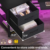 SEDETA 79" Gaming Desk, Computer Desk with 2 Fabric Drawers & LED Light, L Shaped Gaming Desk with Storage Shelf for Home Office, Carbon Fiber Black SEDETA