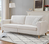GarveeHome 84" Sofa Couch, Large Loveseat Sofa with Streamlined Armrests & Wood Feet, Modern Boucle Sofa for Living Room, White GarveeHome