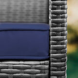 Nestl Wicker Outdoor Furniture Set - 3 Piece Patio Bistro Set (Grey/Navy) Nestl