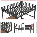 Full Size Loft Bed with Desk and Storage Shelf, Heavy Duty Loft Bed Full Size, Full Loft Bed with L- Shaped Desk and Guardrail, Full Size Loft Bed for Kids, Teens, Adults, Full Size Loft Bed Black Bellemave