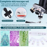 OOZSTAR Microscope for Kids 40X-2000X, Microscope for Children 8-12 Years Old with LED Fill Light, Slides and specimens Ideal for School Labs Homeschooling OOZSTAR