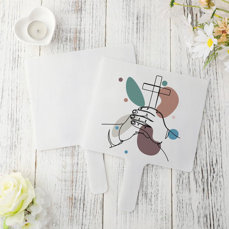 Amyhill 24 Pieces Blank Church Fans Plastic Hand Fan Handheld Fans Set Dry Erase Paddles Blank Photo Fans Double Sided Fans for Parties DIY Crafting and Painting Office Meeting Amyhill