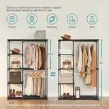 SONGMICS Portable Closet, Freestanding Closet Organizer, Clothes Rack with Shelves, Hanging Rods, Storage Organizer, for Cloakroom, Bedroom, 44.1 x 16.9 x 65 Inches, Black URYG24BK SONGMICS