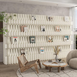 Folding Paper Room Divider Bookshelf with 3 Tier Storage Shelves, Portable DIY Decorative Privacy Screens Partition Wall for Space Separation/Home/Office/Library/Exhibition HELLOPAPO