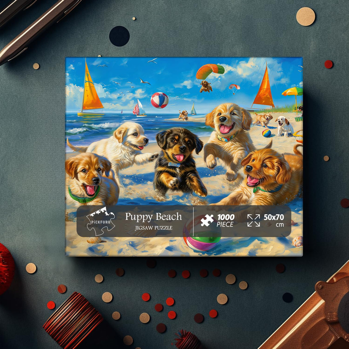 Funny Dog Puzzles for Adults 1000 Pieces and up, PICKFORU Beach Puzzle Collection Cute Dog, Puppy Animal Puzzle as Home Decor PICKFORU