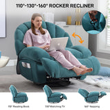 YI DANICA Swivel Rocker Recliner Chair – Shell Shape Manual Big Tall Single 360° Swivel Reclining Sofa with Storage Pockets | Small Space-Friendly for Living Room/Bedroom (NO Massage & Heat, Green) YI DANICA
