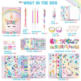DIY Journal Kit for Girls - 66 Pcs Kids Unicorn Diary Set Girls Stationery Set Scrapbook Diary Journaling Art Crafts Set Unicorn Gift Kit School Supplies Birthday Gift for Girls Ages 8 9 10 11 12 Year Old WERNNSAI