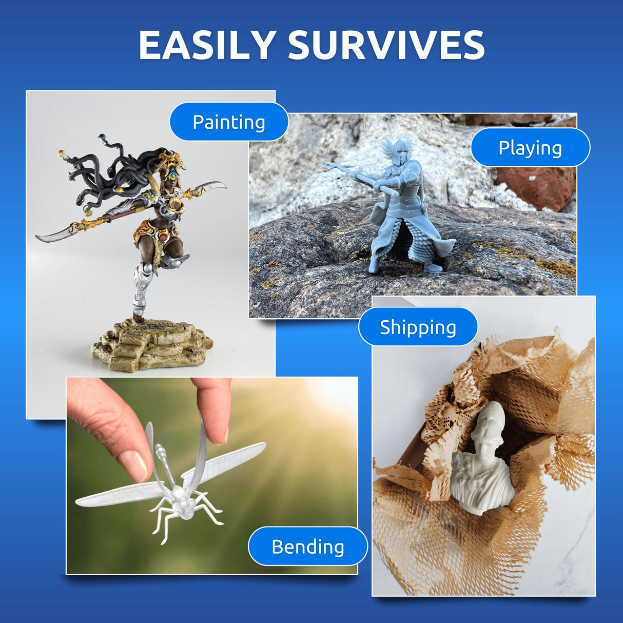 AmeraLabs TGM-7 3D Wargaming Resin for Tabletop Miniatures – Tough, High Resolution, Low Odor, Fast Curing 3D Printing Liquid for 4K/8K/12K LCD/DLP/SLA 3D Printers (Grey, 1kg) AmeraLabs