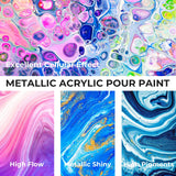 Nicpro 18 Colors 8.45oz Metallic Acrylic Pour Paint Supplies Kit, Large Volume Ready to Pour Premixed High Flow Pouring Paint Set with Silicone Pouring Oil, Gloves, Instructions for Beginner DIY Nicpro