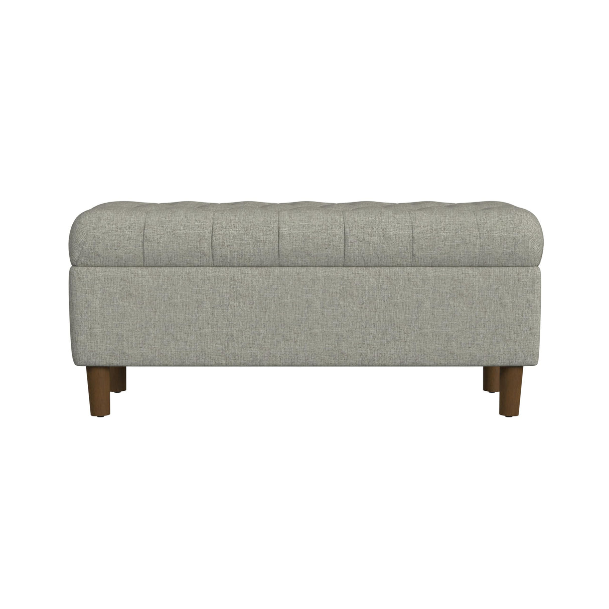 HomePop Home Decor | Tufted Ainsley Button Storage Ottoman Bench with Hinged Lid | Ottoman Bench with Storage for Living Room & Bedroom,Gray Woven HomePop