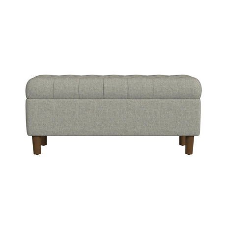 HomePop Home Decor | Tufted Ainsley Button Storage Ottoman Bench with Hinged Lid | Ottoman Bench with Storage for Living Room & Bedroom,Gray Woven HomePop