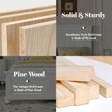 Duxelifin King Size Platform Beds for Bedroom, Tall Headboard King Bed Frame with Footboard, Pinewood Antique Bed Frame, Farmhouse Style, Noise-Free, No Box Spring Needed, White Duxelifin