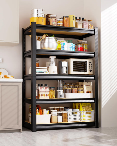 AOAORGG Set of 2 Heavy Duty Garage Shelving, 5-Tier Storage Shelves, 2000LBS Metal Shelf, Adjustable Shelving Unit, for Basement, Kitchen, Warehouse, Pantry, 15.7" Dx35.4 Wx71.2 H, Black AOAORGG