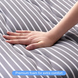 jzbearapt Japanese Floor Mattress, Futon Mattress Foldable, 100% High-Density Premium Foam, Thicken Tatami Mat Portable Dormitory Sleeping Pad, Twin Size 80" X 39", Grey Stripes jzbearapt