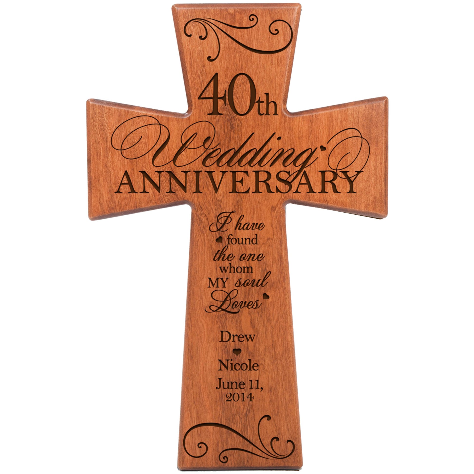 LifeSong Milestones Personalized 40th Wedding Anniversary Hanging Wall Cross for Parents Couple Grandparents Home and Wall Decoration - WoodArtSupply