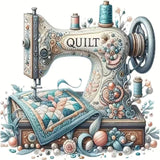 Sewing Machine Stamped Cross Stitch Kits - Vintage Sewing Machine Counted Cross Stitch Kits for Adults, Needlepoint Cross-Stitch Patterns Dimensions Needlecrafts Embroidery Kits 13.7x13.7 Inches uuxsretaio