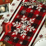 Niviy Snowflakes Christmas Table Runner with Buffalo Plaid, Winter Xmas Holiday Kitchen Dining Table Decoration for Indoor Outdoor Home Party Decor 13 x 72 Niviy